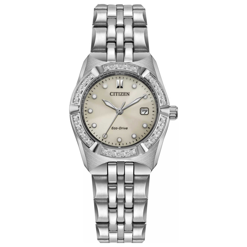 ladies dress watch silver Citizen Corso Diamond Women's EW2710-51X Collection_SemiSuitSaleFA25 Color:Lychee Black Mini/Short Designer Cocktail Quartz Movement Battery Life