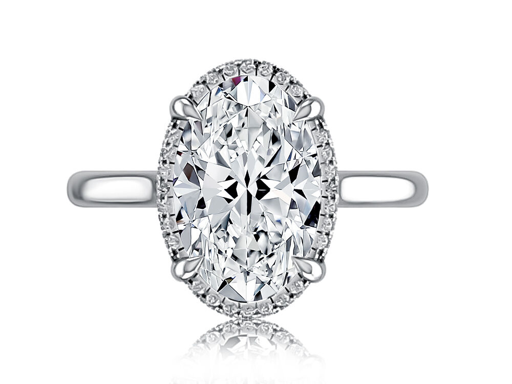 A Jaffe Oval Halo Diamond Engagement Ring Romantique Jewelers